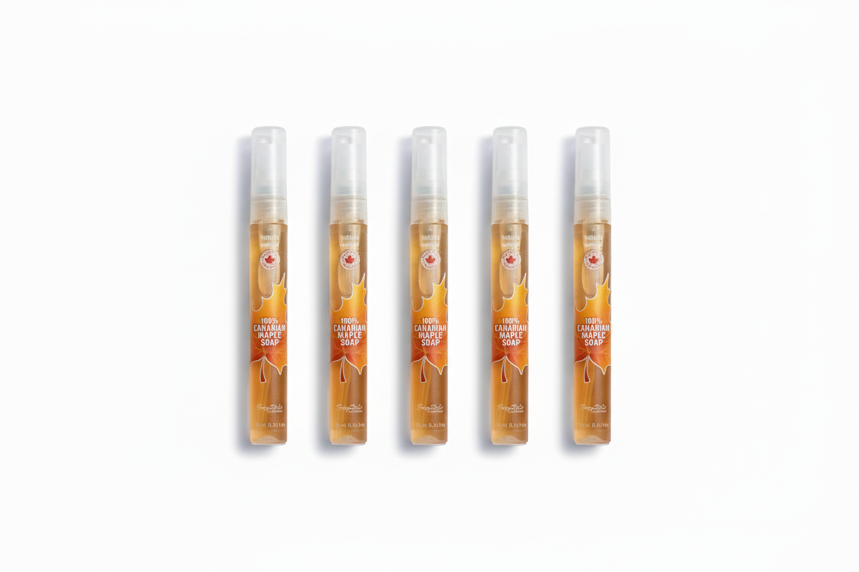 SoapStix Maple Hand Wash 10mL 5-Pack - five travel-size bottles